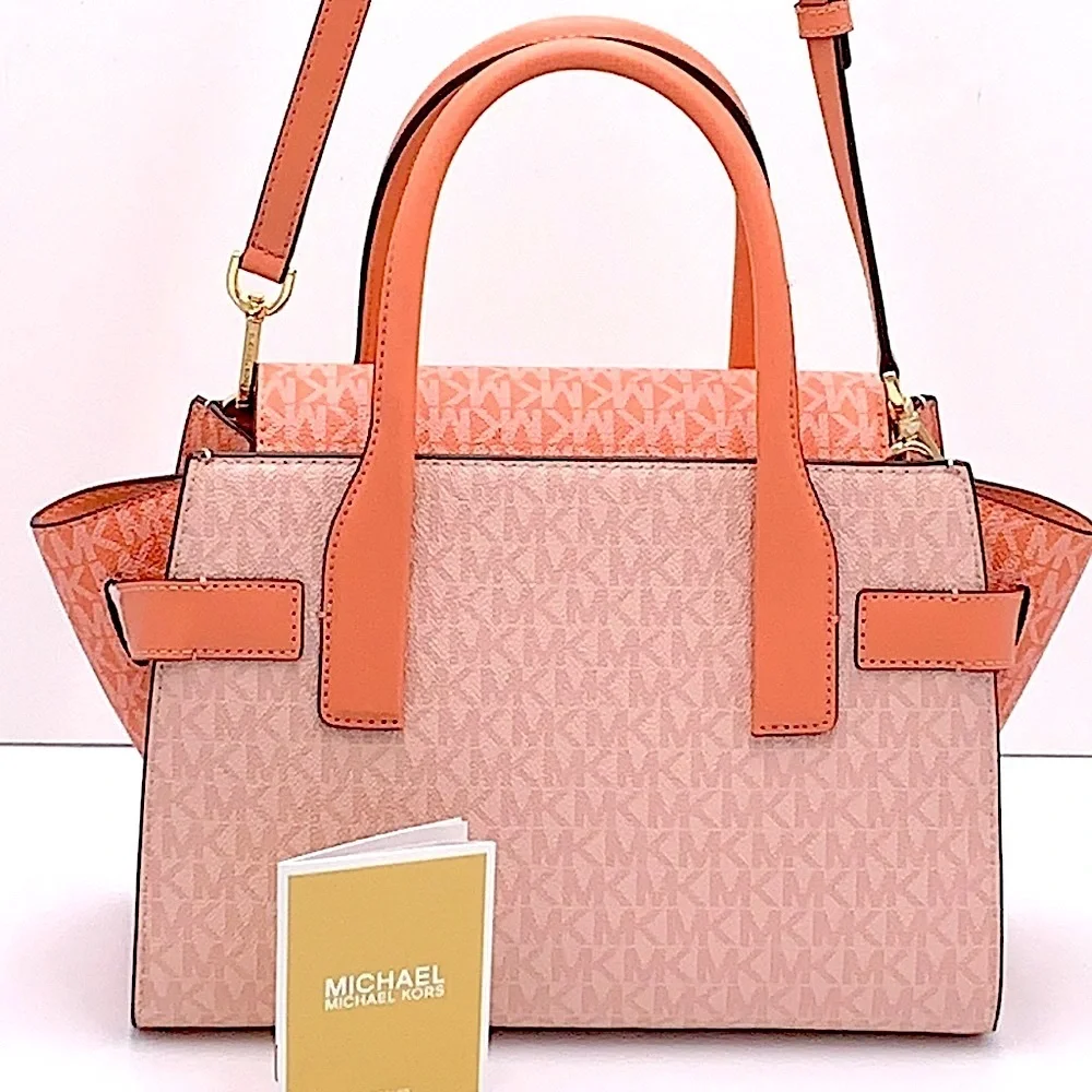MICHAEL KORS Carmen Medium Color-Block Logo Satchel color Sherbert Multi
